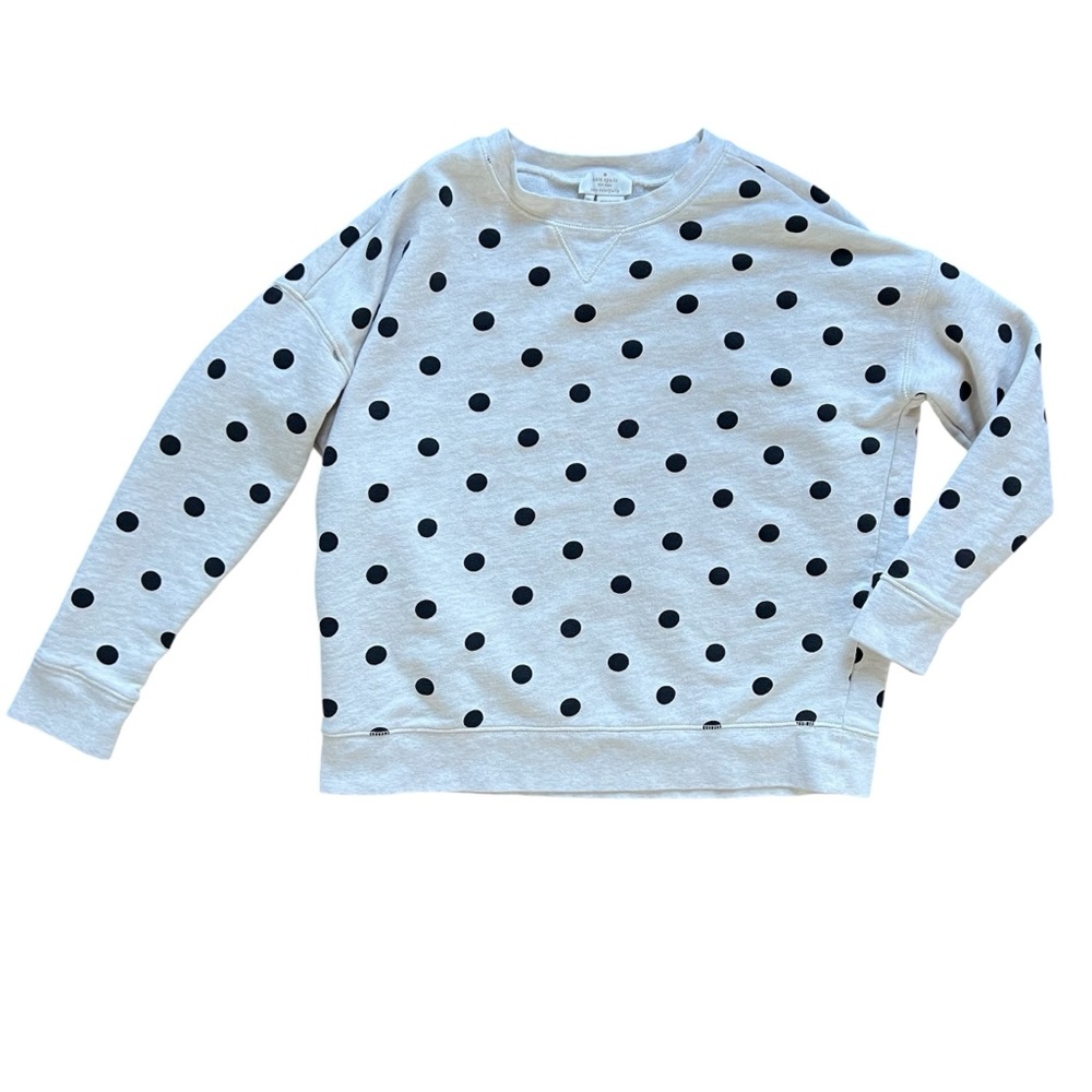 Kate Spade Cream Black Polka Dot Crewneck Pullover Sweatshirt Women's size XS